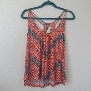 Candies Tank Top‎ XL Orange Boho Tribal Print Racerback Tank Women
